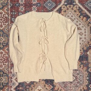 Elegant Bow Cream Sweater for Women